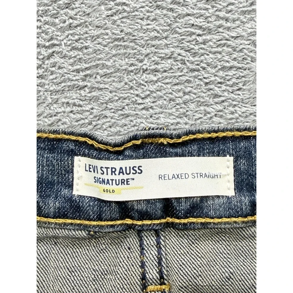 Levi Strauss Signature Relaxed Straight Jeans‎ Mens 44x30 Blue Medium Wash